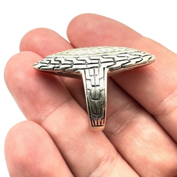 Designer Womens Ring Sterling Silver Hammered Statement Size 7 - Picture 3 of 5